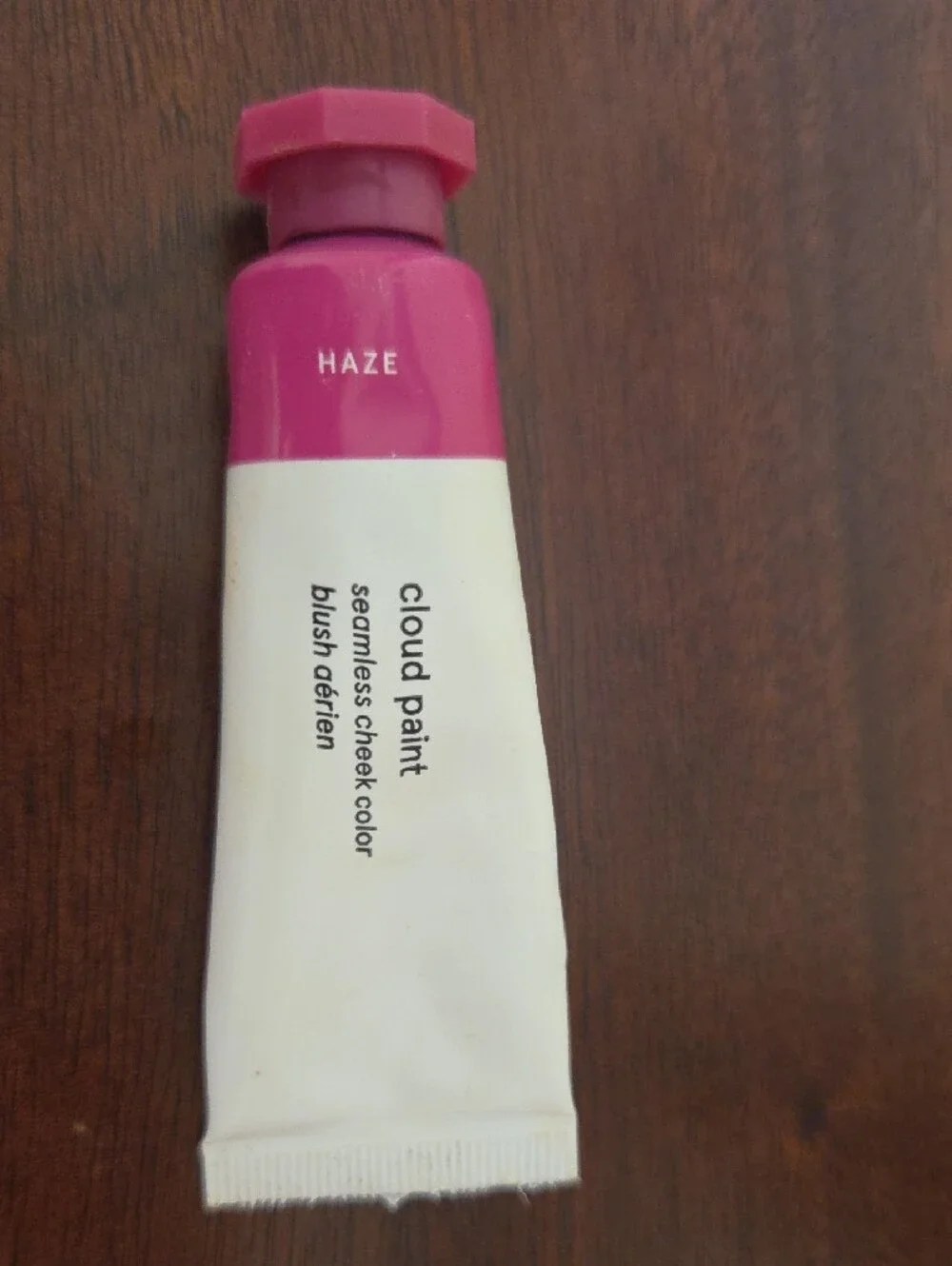Glossier Cloud Paint In Haze & Pink Canvas Cosmetic Pouch with Hot Pink Logo Duo